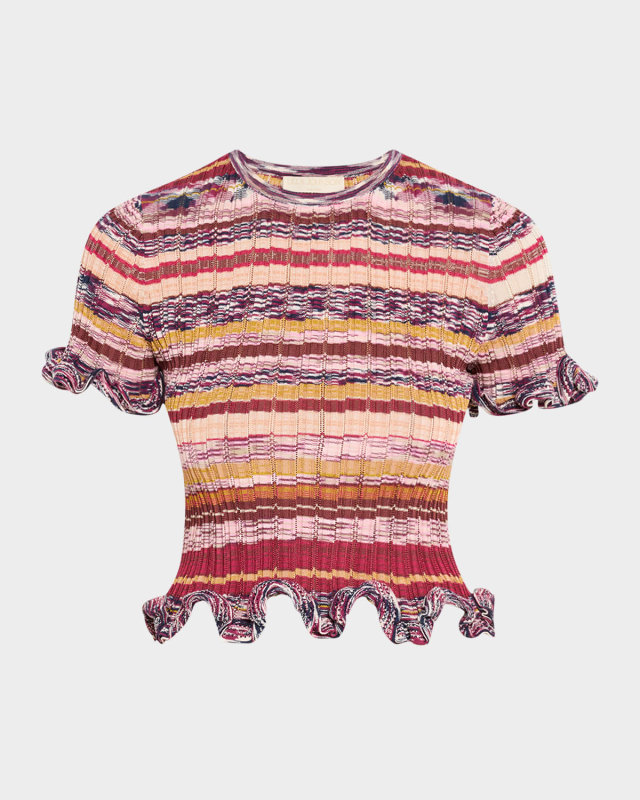 Miya Short-Sleeve Knit Ruffle Top